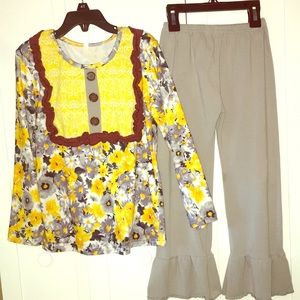 Little Girls Boutique Ruffle Pant Set Fall Cute!